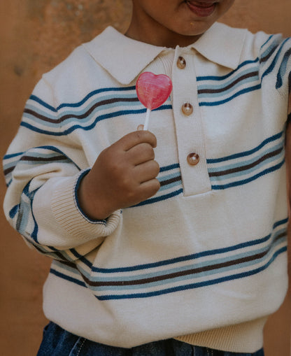 FLIINK BENNY LS POLO POLO SANDSHELL STRIPE