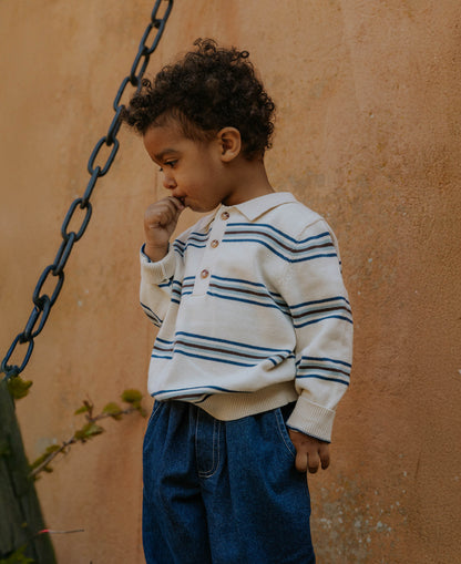 FLIINK BENNY LS POLO POLO SANDSHELL STRIPE