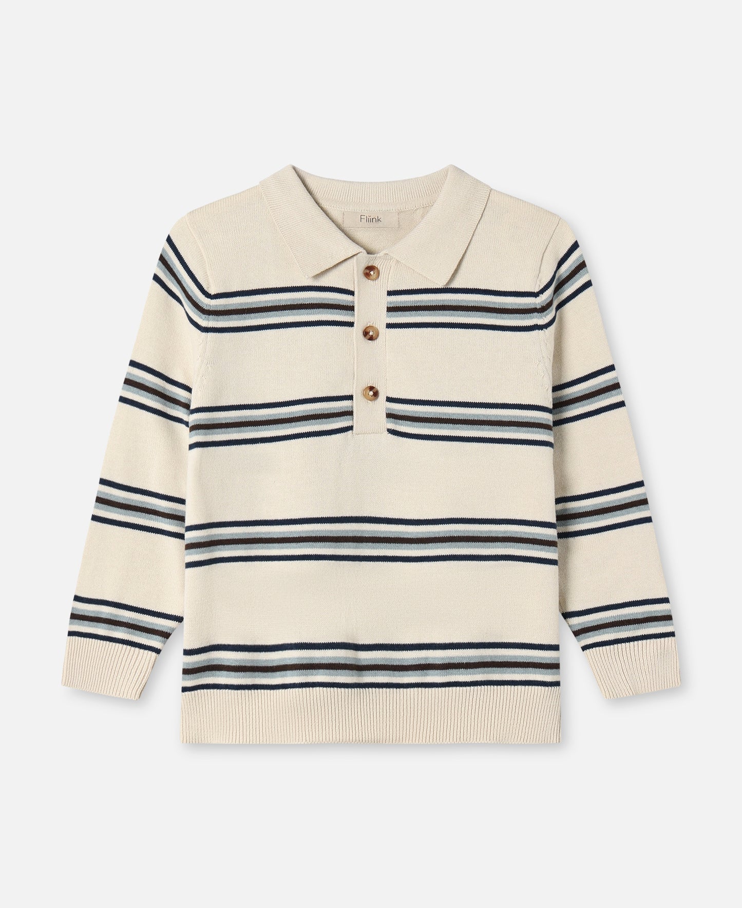 FLIINK BENNY LS POLO POLO SANDSHELL STRIPE