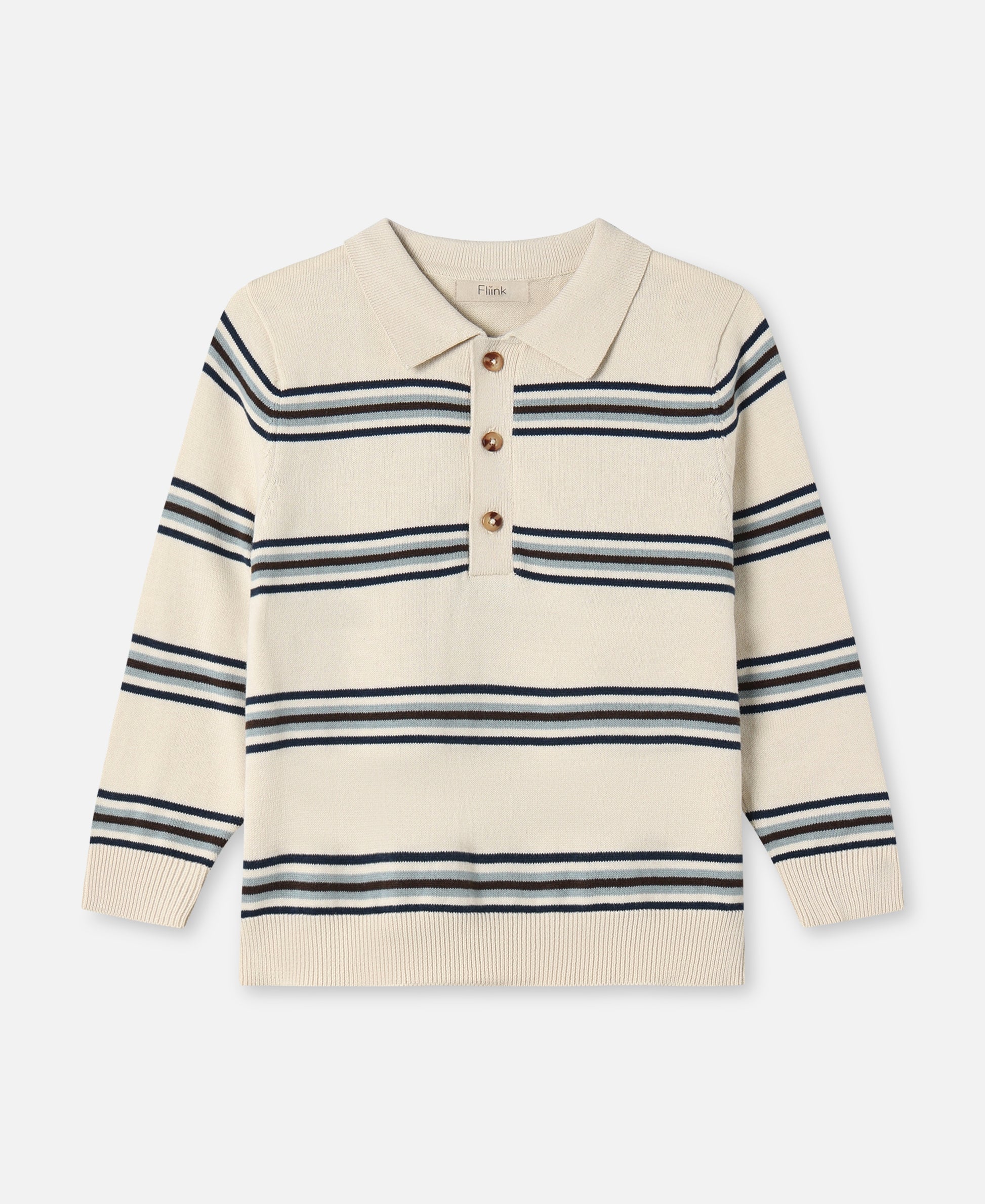 FLIINK BENNY LS POLO POLO SANDSHELL STRIPE