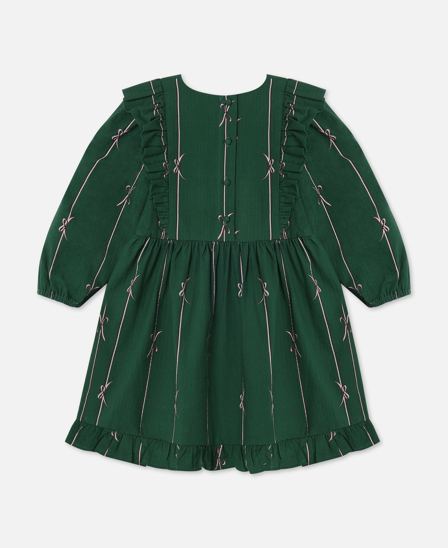 FLIINK BOWIE LS DRESS DRESS HUNTER GREEN BOW AOP