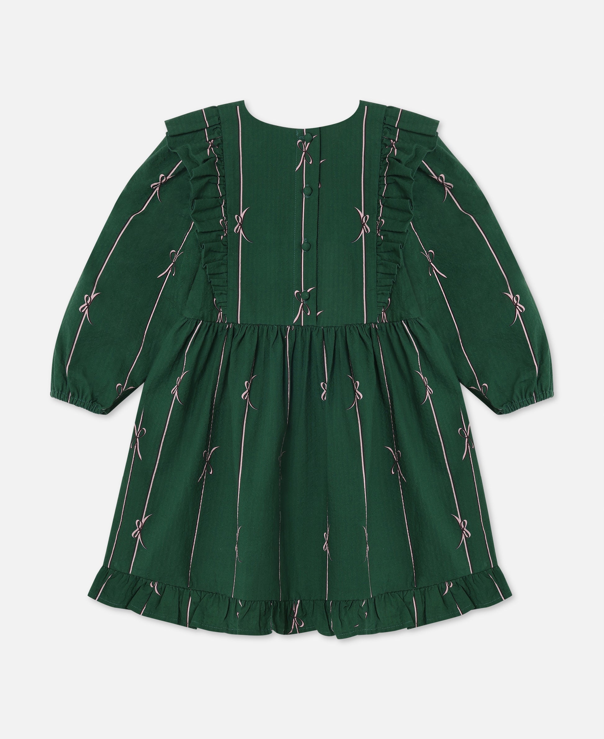 FLIINK BOWIE LS DRESS DRESS HUNTER GREEN BOW AOP