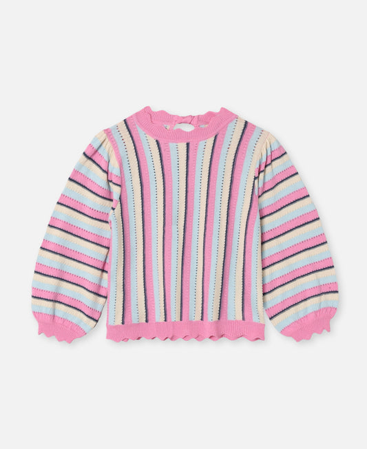 FLIINK BOWIE STRIPE LS BLOUSE BLOUSE SANDSHELL MULTI