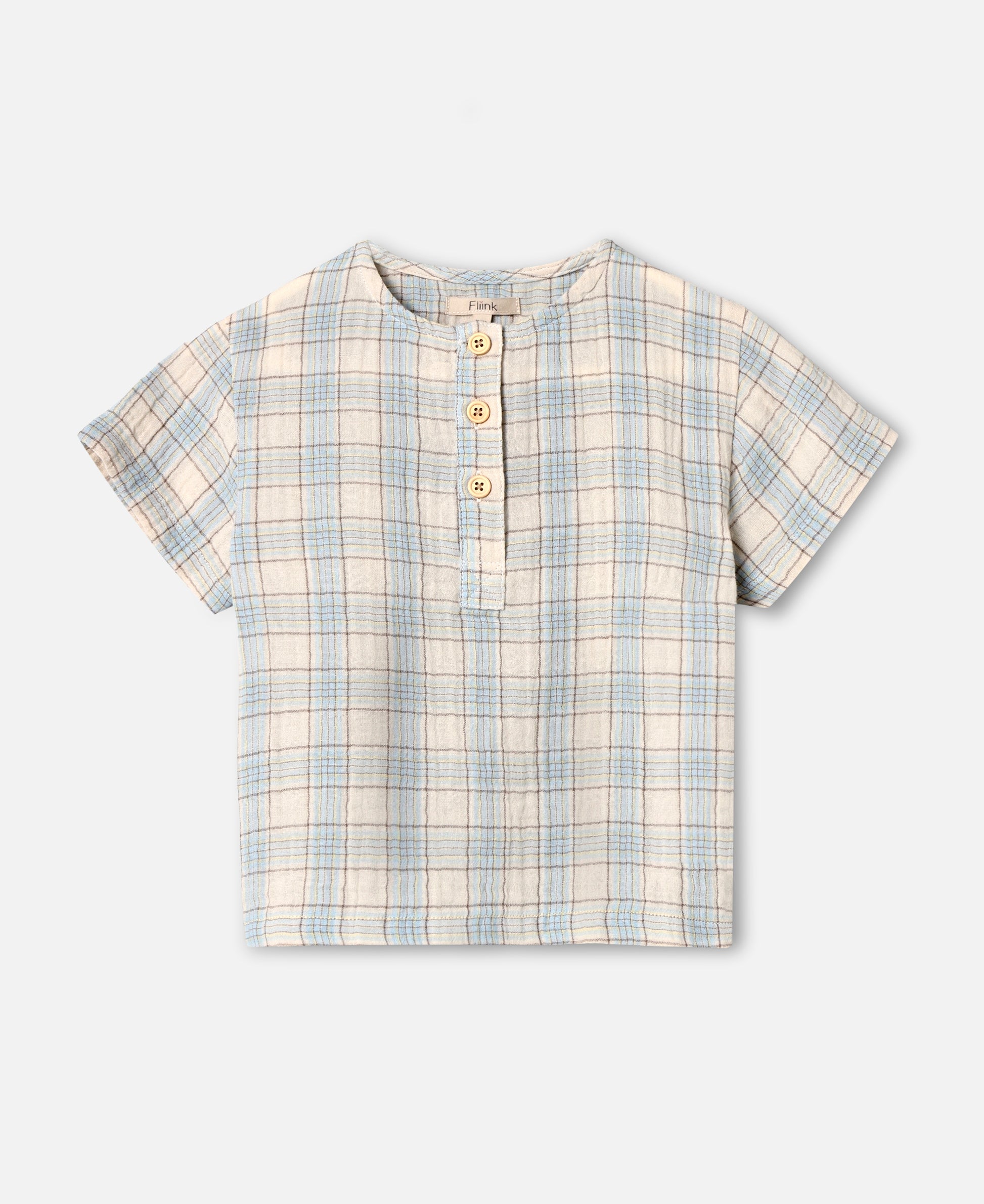 FLIINK CHA CHA SS SHIRT BLOUSE SANDSHELL CHECK