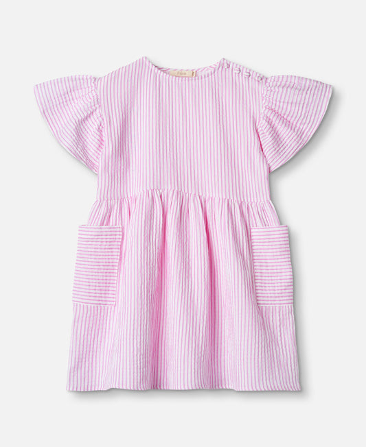 FLIINK CIAO STRIPE DRESS DRESS CLOUD DANCER PINK STRIPE