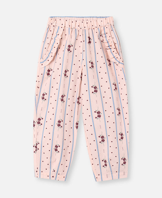FLIINK COLOMBE RUFFLE PANT PANT CHALK PINK AOP