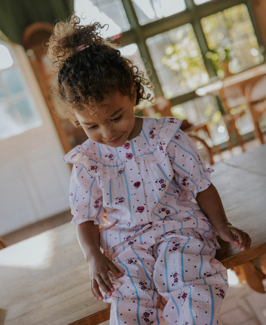 FLIINK COLOMBE SS BLOUSE BLOUSE CHALK PINK AOP