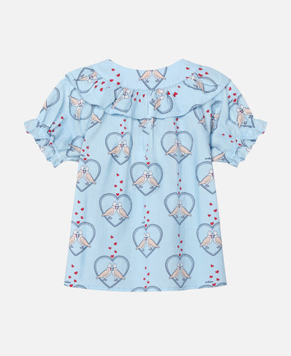 FLIINK COLOMBE SS BLOUSE BLOUSE DREAM BLUE AOP