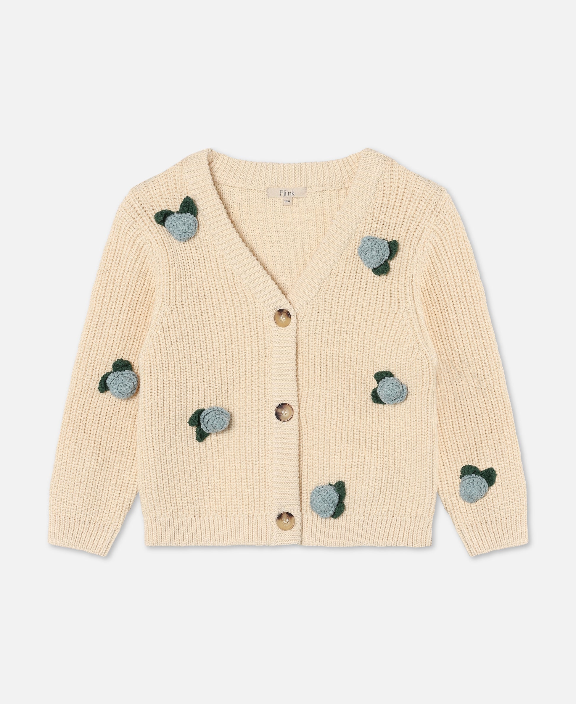 FLIINK COOL FLOWER CARDIGAN CARDIGAN SANDSHELL