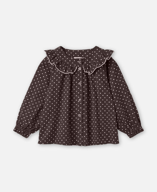 FLIINK DOLLY DOT BLOUSE BLOUSE COFFEE BEAN DOT