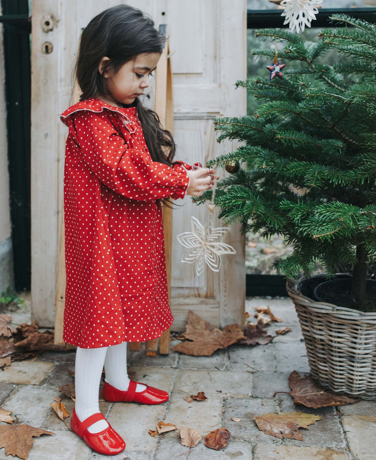 FLIINK DOLLY DOT COLLAR DRESS DRESS POMPEIAN RED