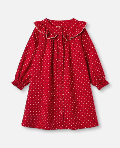 FLIINK DOLLY DOT COLLAR DRESS DRESS POMPEIAN RED