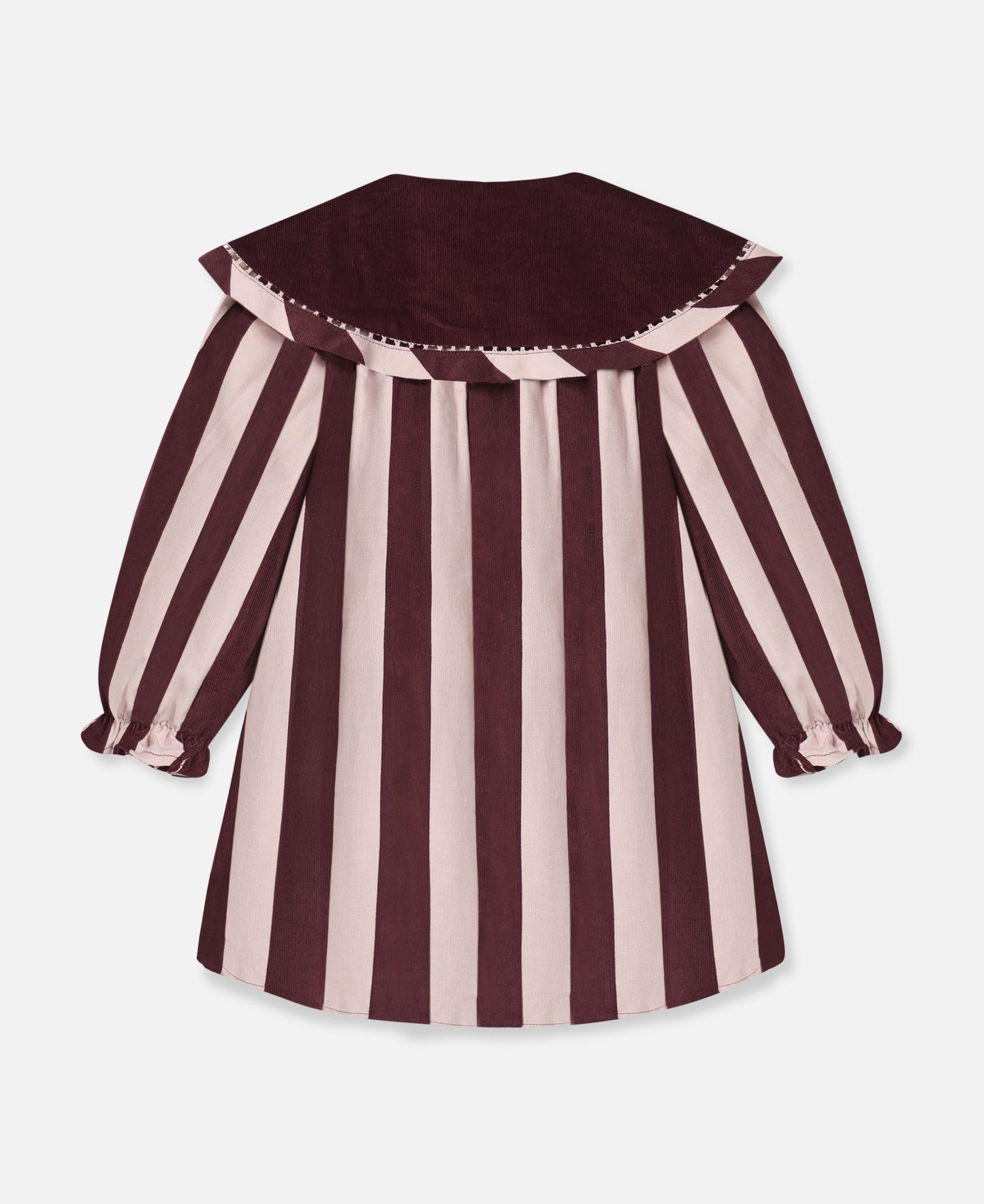 FLIINK DOLLY STRIPE COLLAR DRESS DRESS SMOKE ROSE/BURGUNDY STRIPE