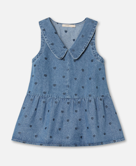FLIINK DONNA DENIM SPENCER DRESS DRESS LIGHT DENIM BLUE