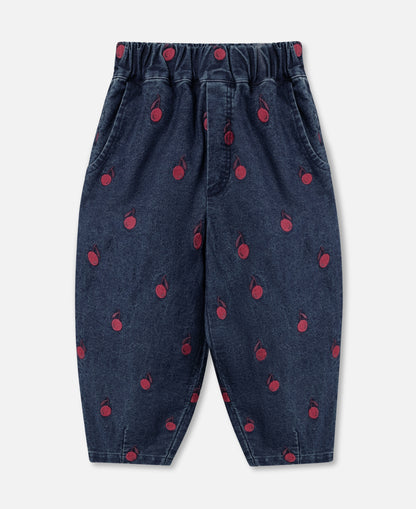 FLIINK DONNA EMBR. DENIM PANT PANT DARK DENIM BLUE