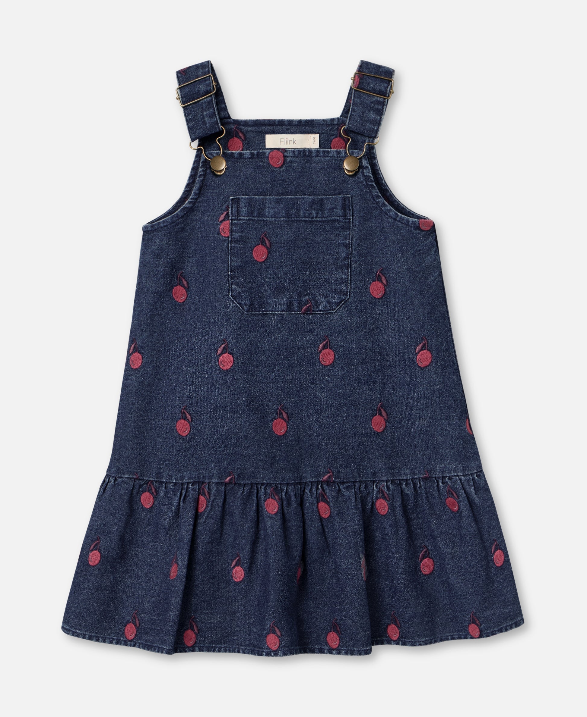 FLIINK DONNA EMBR. SPENCER DRESS DRESS DARK DENIM BLUE