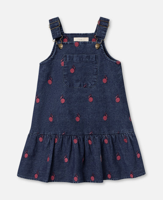 FLIINK DONNA EMBR. SPENCER DRESS DRESS DARK DENIM BLUE