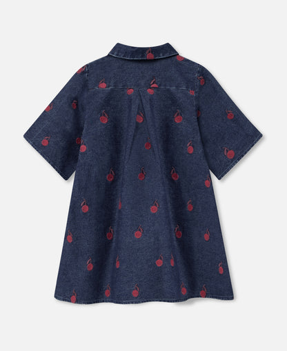 FLIINK DONNA EMBR SHIRT DRESS DRESS DARK DENIM BLUE