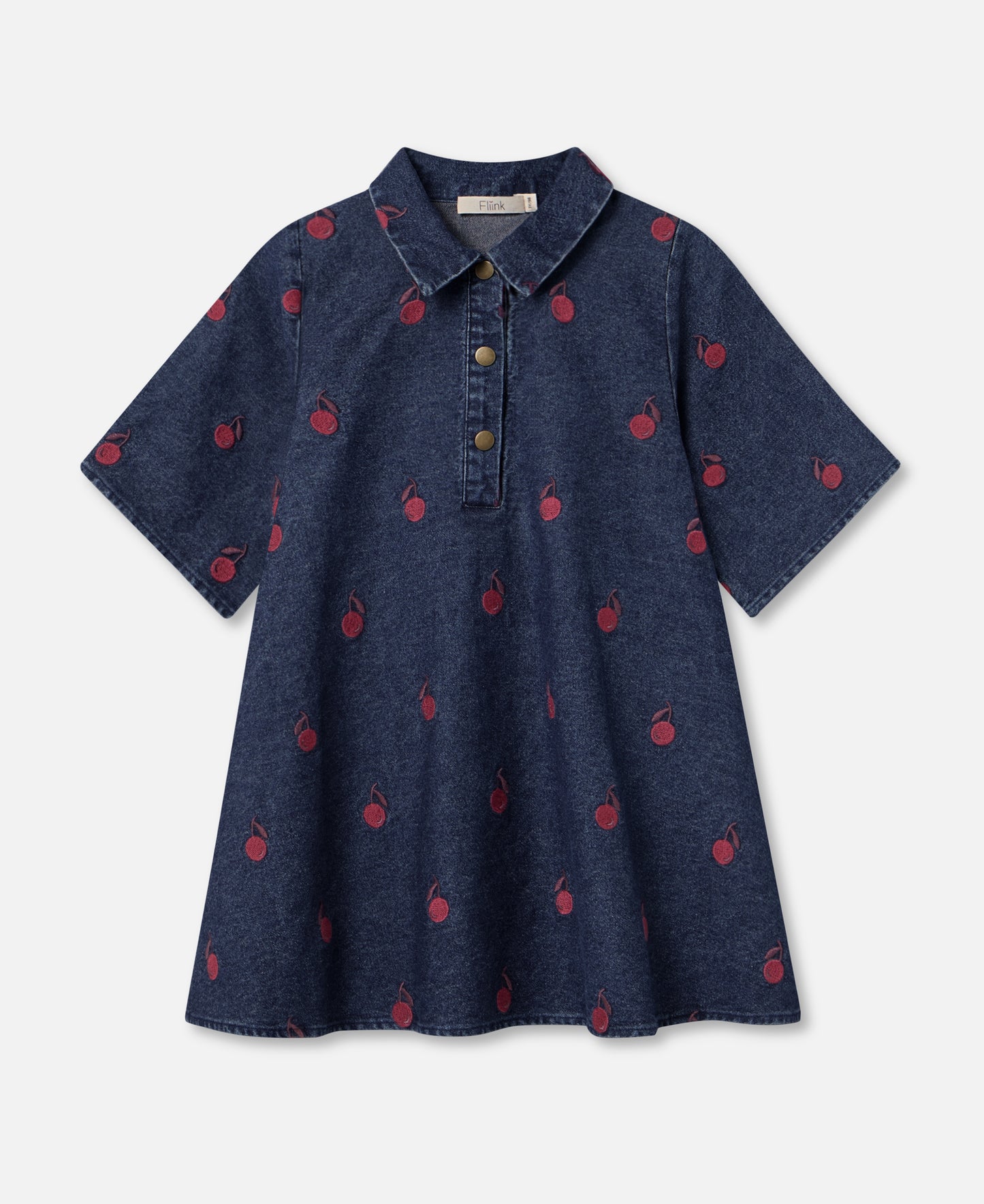 FLIINK DONNA EMBR SHIRT DRESS DRESS DARK DENIM BLUE