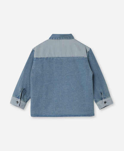 FLIINK DON CONTRAST LS SHIRT SHIRT MEDIUM DENIM BLUE