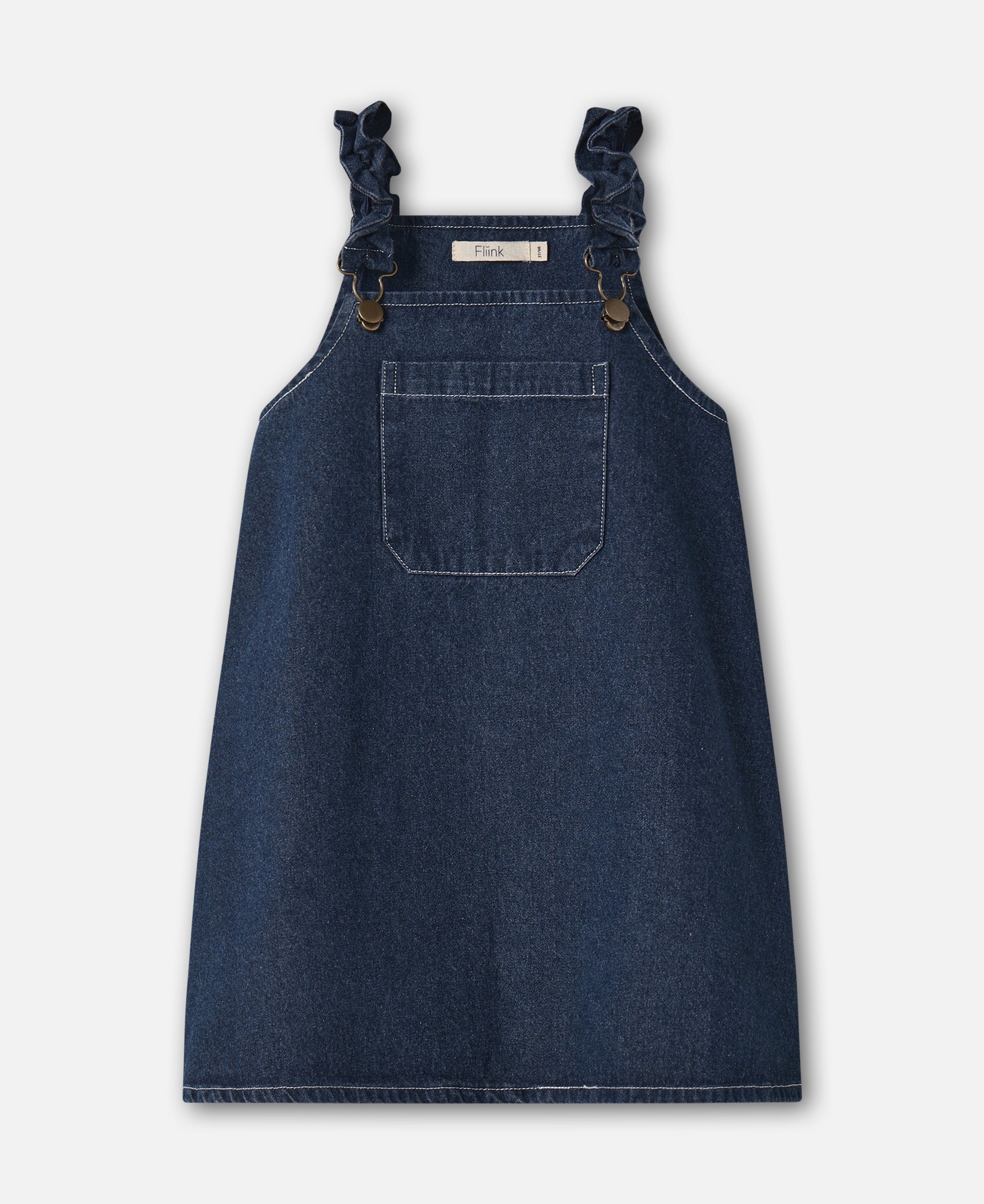 FLIINK DON DENIM OVERALLDRESS DRESS DARK DENIM BLUE
