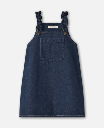 FLIINK DON DENIM OVERALLDRESS DRESS DARK DENIM BLUE
