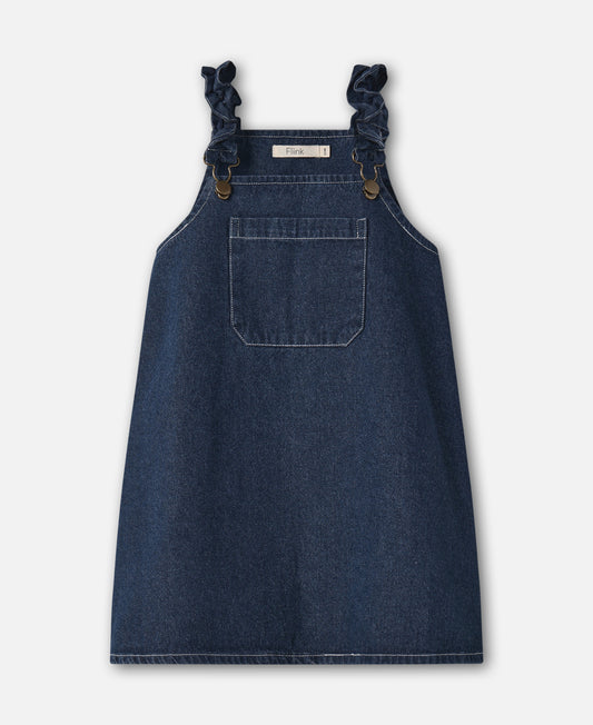 FLIINK DON DENIM OVERALLDRESS DRESS DARK DENIM BLUE