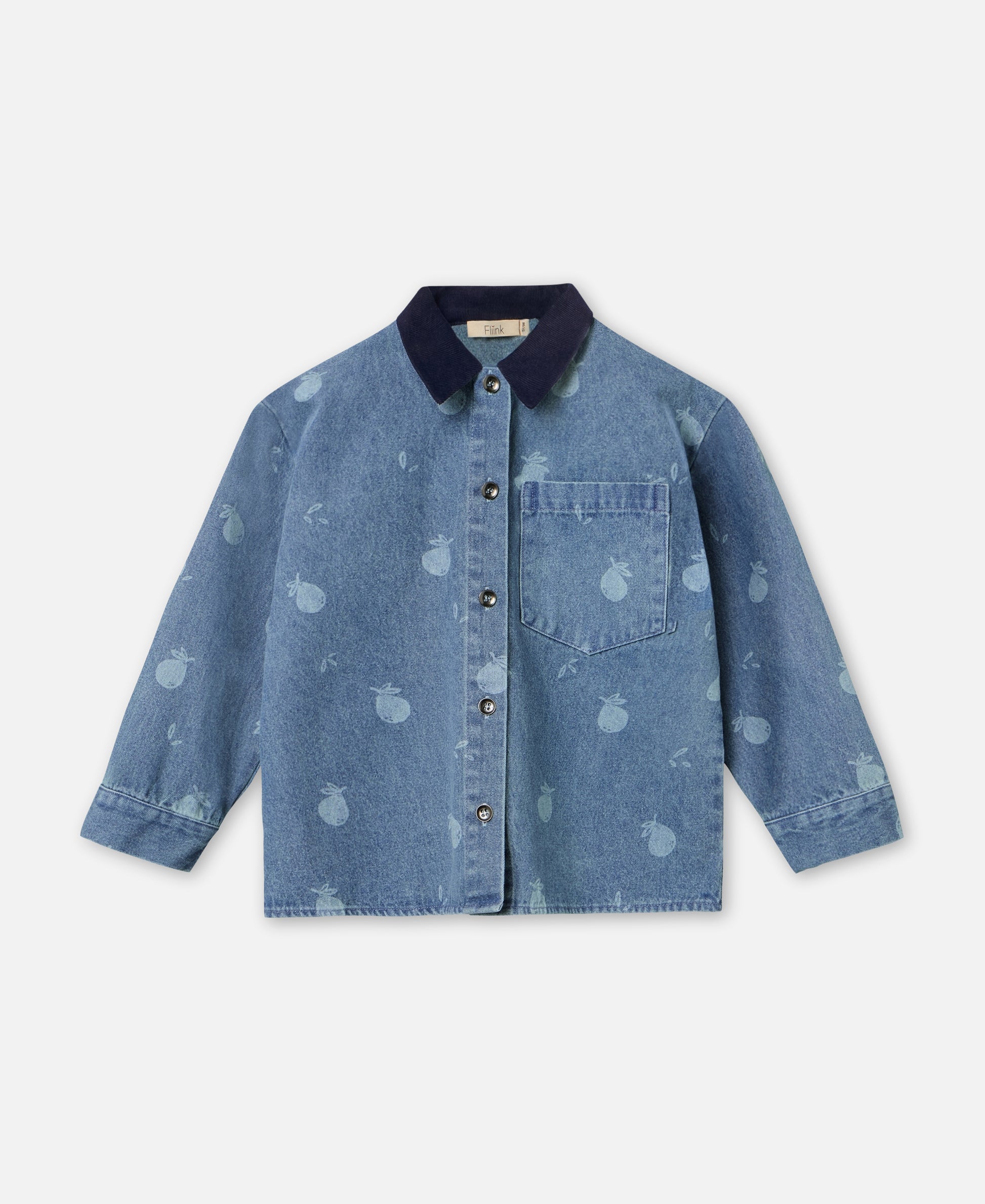 FLIINK DON DENIM SHIRT SHIRT MEDIUM BLUE AOP