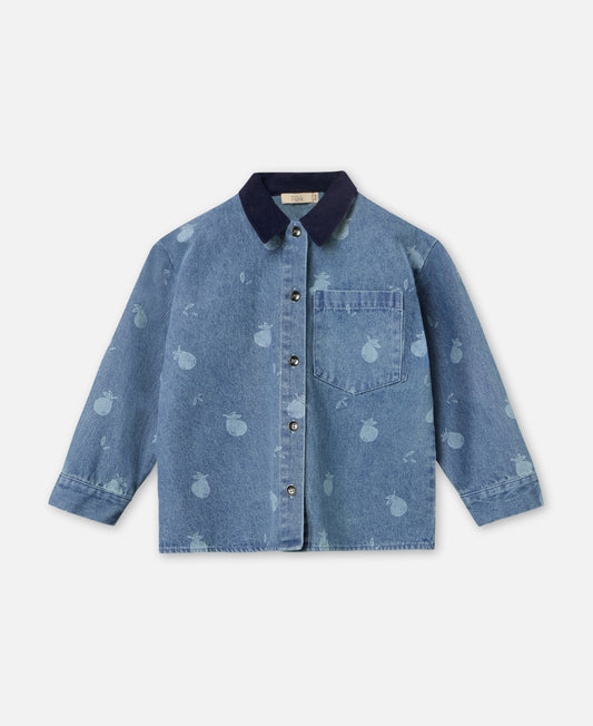 FLIINK DON DENIM SHIRT SHIRT MEDIUM BLUE AOP