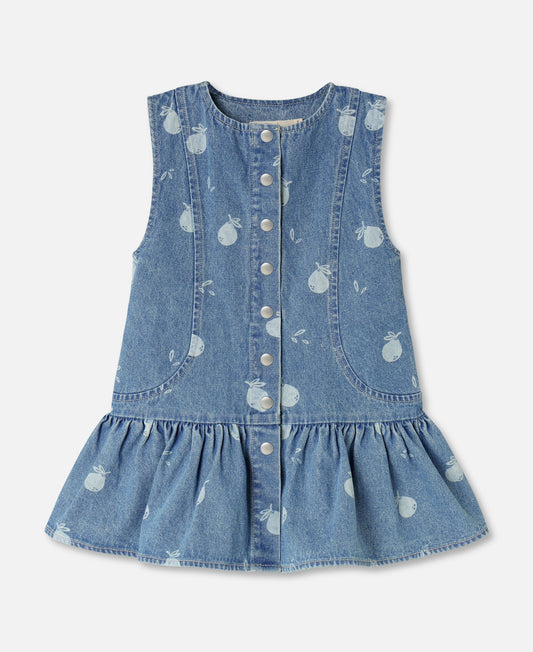 FLIINK DON DENIM SPENCER DRESS DRESS MEDIUM BLUE AOP