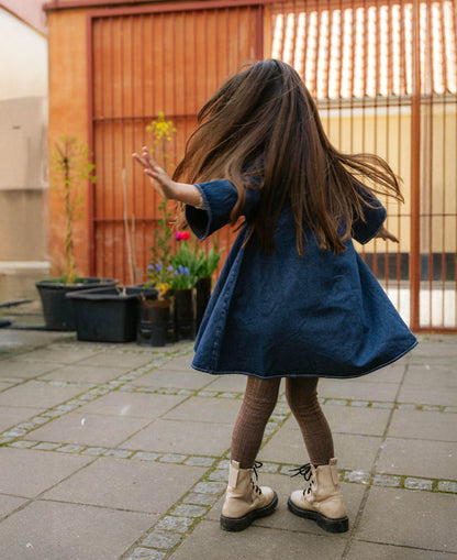 FLIINK DON DENIM SS DRESS DRESS DARK DENIM BLUE