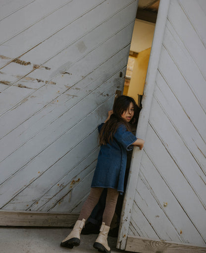 FLIINK DON DENIM SS DRESS DRESS DARK DENIM BLUE