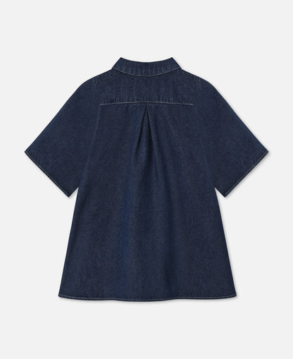 FLIINK DON DENIM SS DRESS DRESS DARK DENIM BLUE