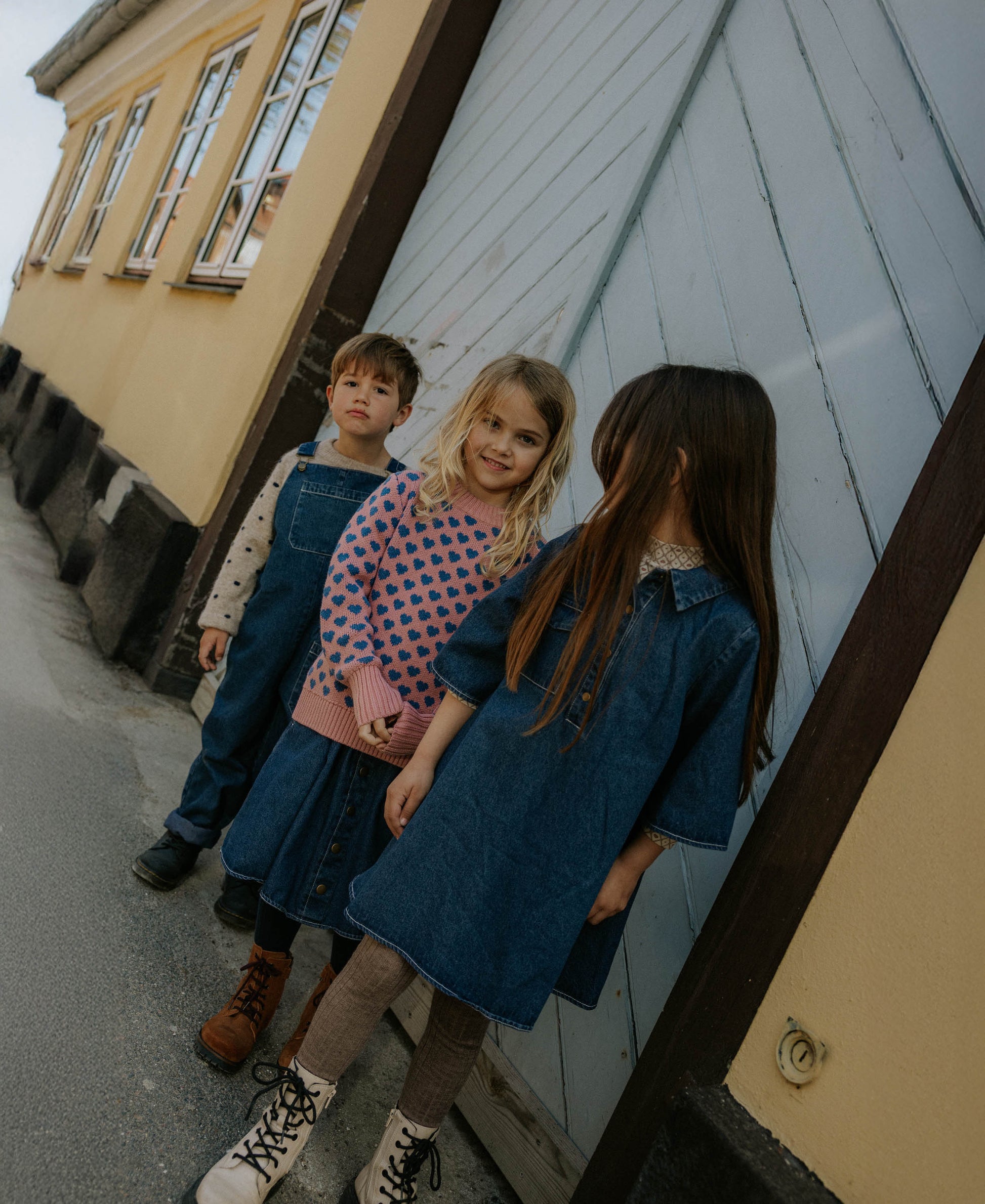 FLIINK DON DENIM SS DRESS DRESS DARK DENIM BLUE