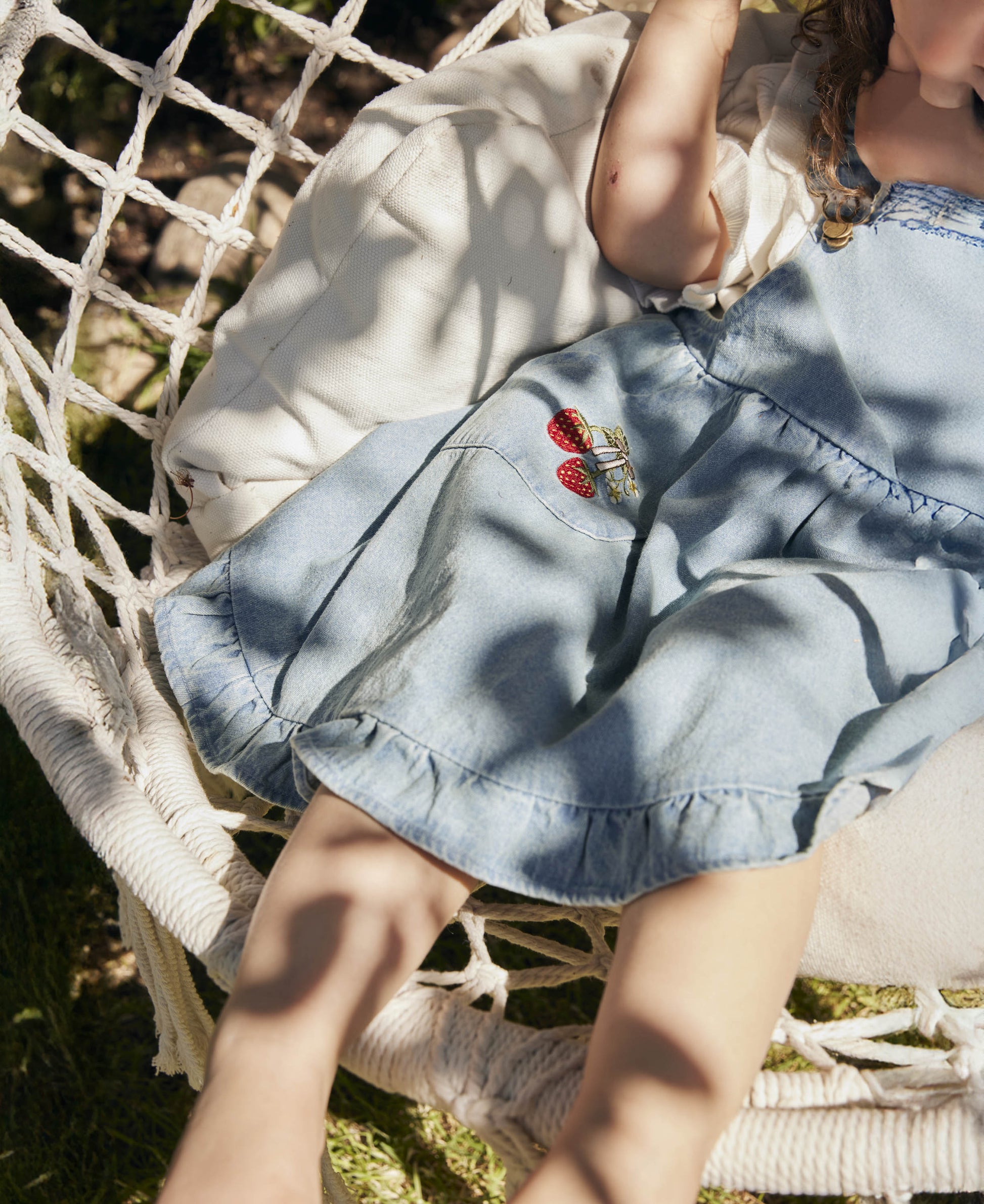 FLIINK DON EMBR SPENCERDRESS DRESS LIGHT DENIM BLUE