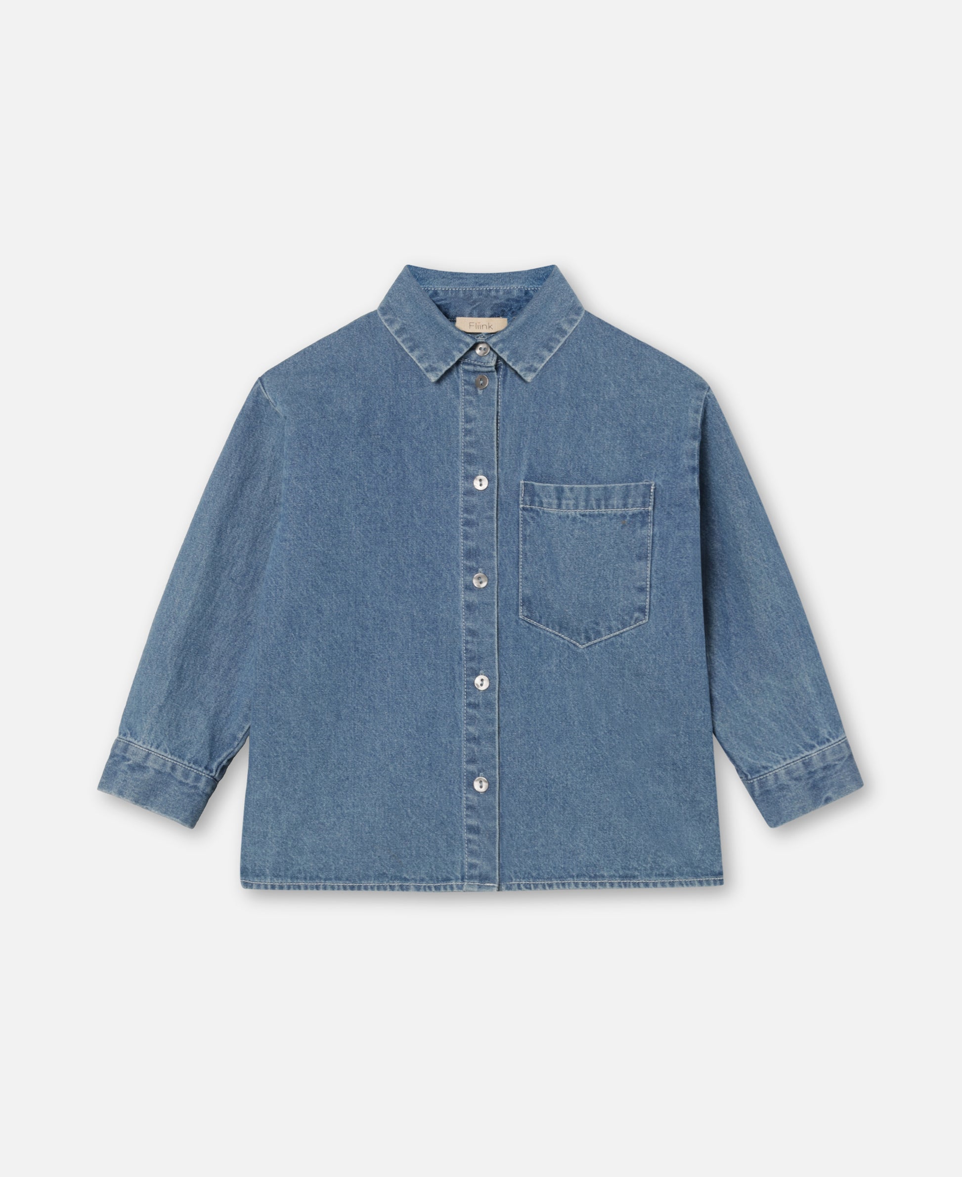 FLIINK DON LS SHIRT SHIRT LIGHT DENIM BLUE