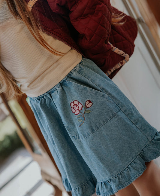 FLIINK DON ROSE SKIRT DRESS MEDIUM DENIM BLUE