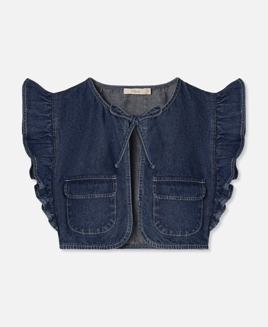 FLIINK DON WAISTCOAT VEST DARK DENIM BLUE