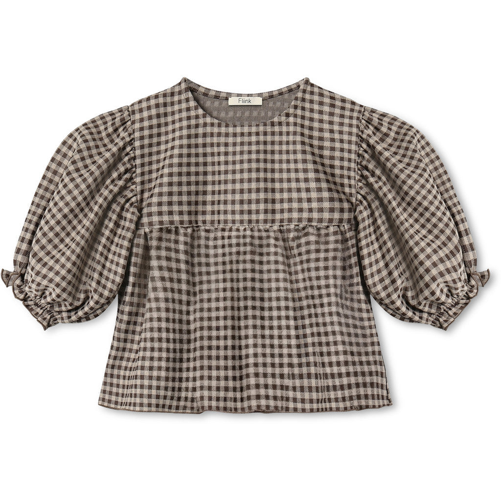 FLIINK ELLA BLOUSE BLOUSE SANDSHELL / COFFEE BEAN