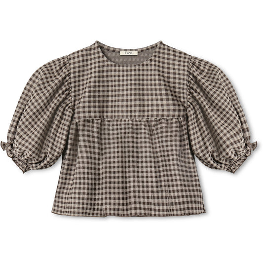 FLIINK ELLA BLOUSE BLOUSE SANDSHELL / COFFEE BEAN