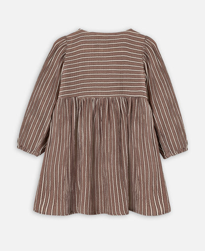 FLIINK ELMO BOW DRESS DRESS PINE BARK STRIPE