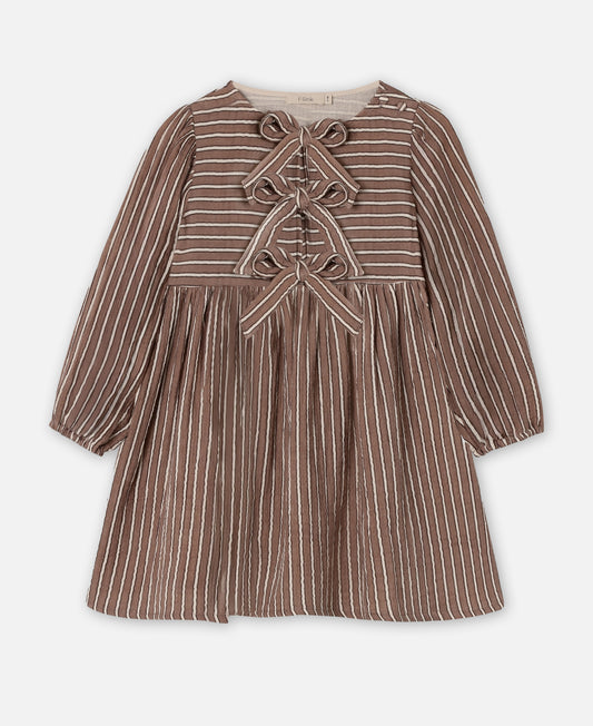 FLIINK ELMO BOW DRESS BLOUSE PINE BARK STRIPE