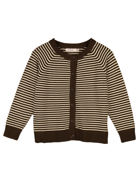 FLIINK FAVO CARDIGAN CARDIGAN CHICORY COFFEE W. SAND STRIPES