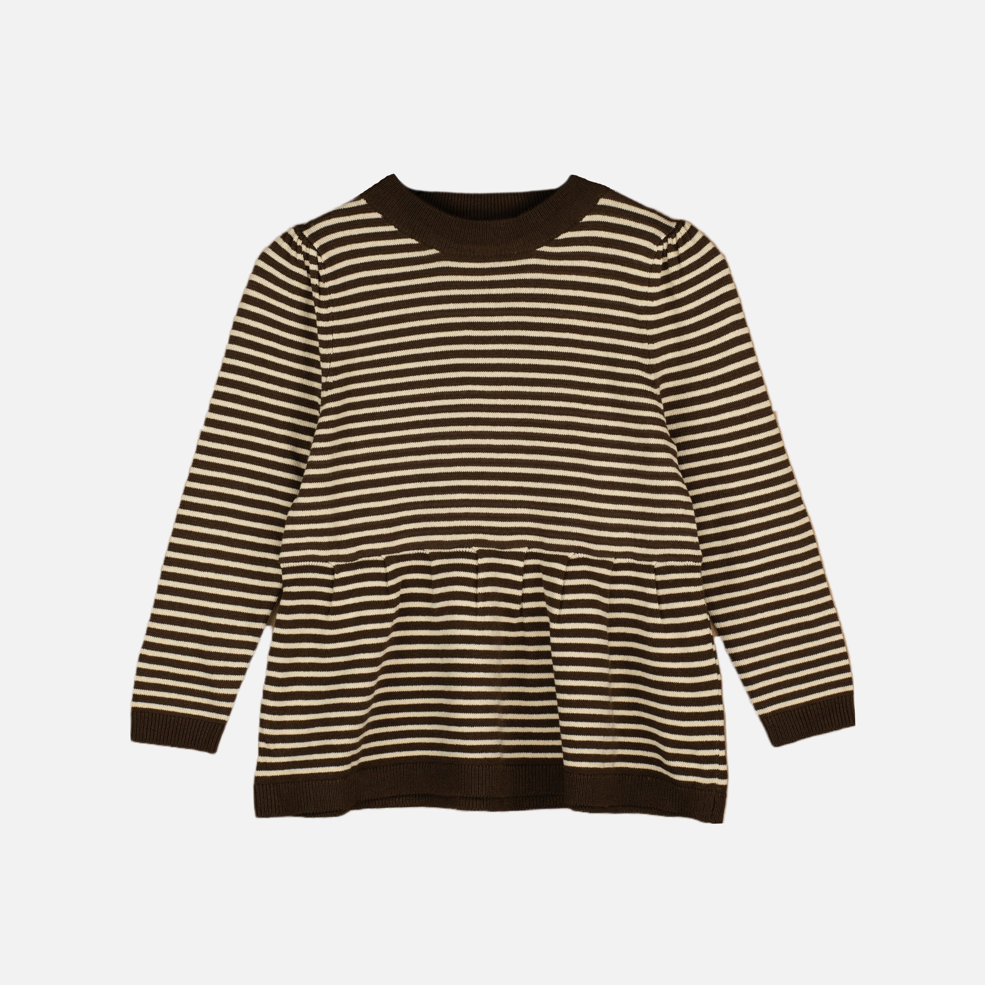 FLIINK FAVO PEPLUM BLOUSE BLOUSE CHICORY COFFEE W. SAND STRIPES
