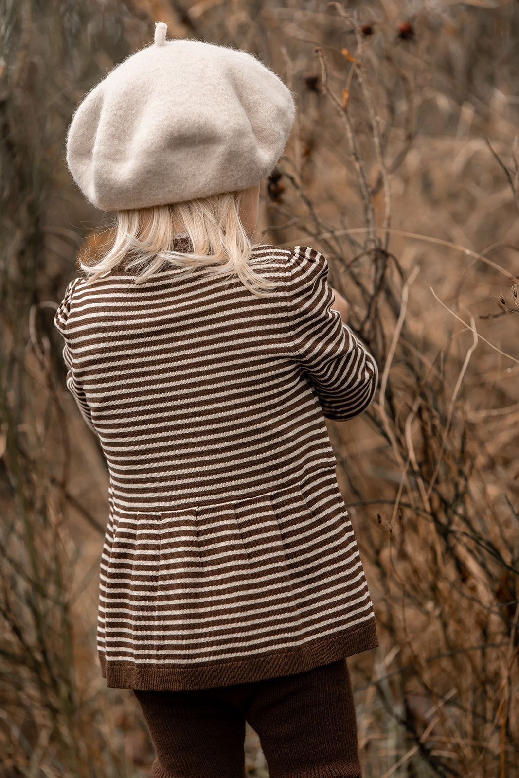 FLIINK FAVO PEPLUM BLOUSE BLOUSE CHICORY COFFEE W. SAND STRIPES