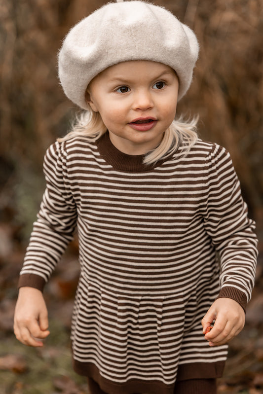 FLIINK FAVO PEPLUM BLOUSE BLOUSE CHICORY COFFEE W. SAND STRIPES