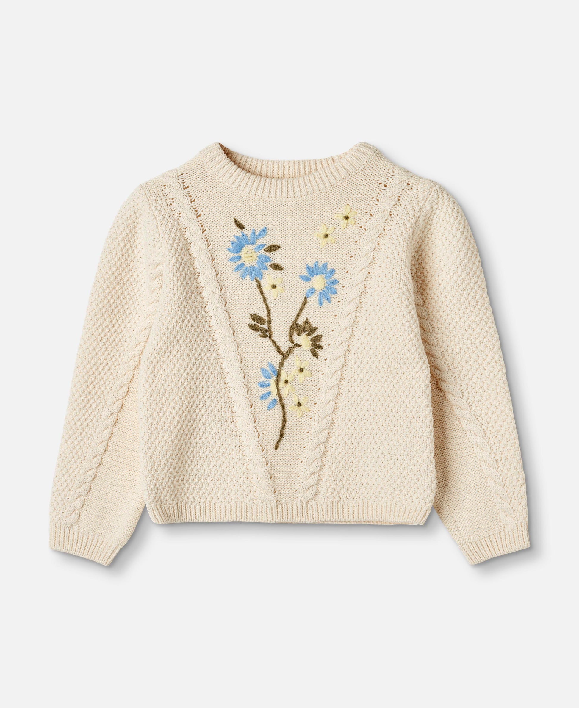 FLIINK FLOWER EMBROIDERED PULLOVER PULLOVER SANDSHELL