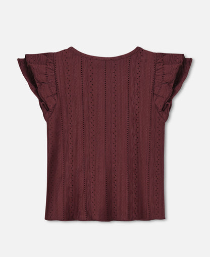 FLIINK GABBY SS BLOUSE T-SHIRT BURGENDY