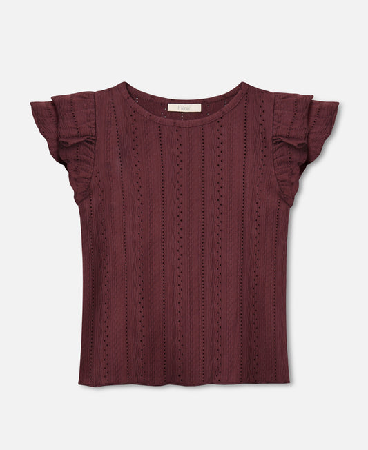 FLIINK GABBY SS BLOUSE T-SHIRT BURGENDY
