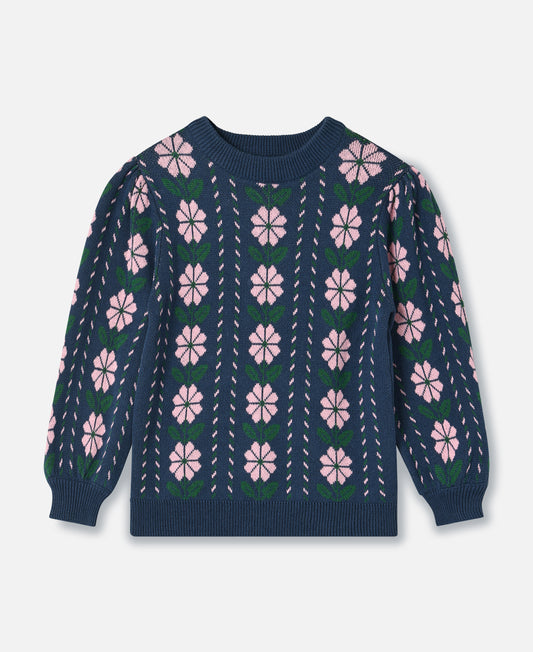 FLIINK GARDEN KNIT BLOUSE BLOUSE INSIGNIA BLUE